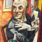 La obra «Autorretrato con copa de champán» (1919) es una de las piezas presentes en la exposición «Beckmann. Figuras del exilio»
