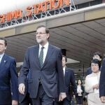 Rajoy, a su llegada a Fukushima procedente de Tokio, desde donde viajó en tren-bala