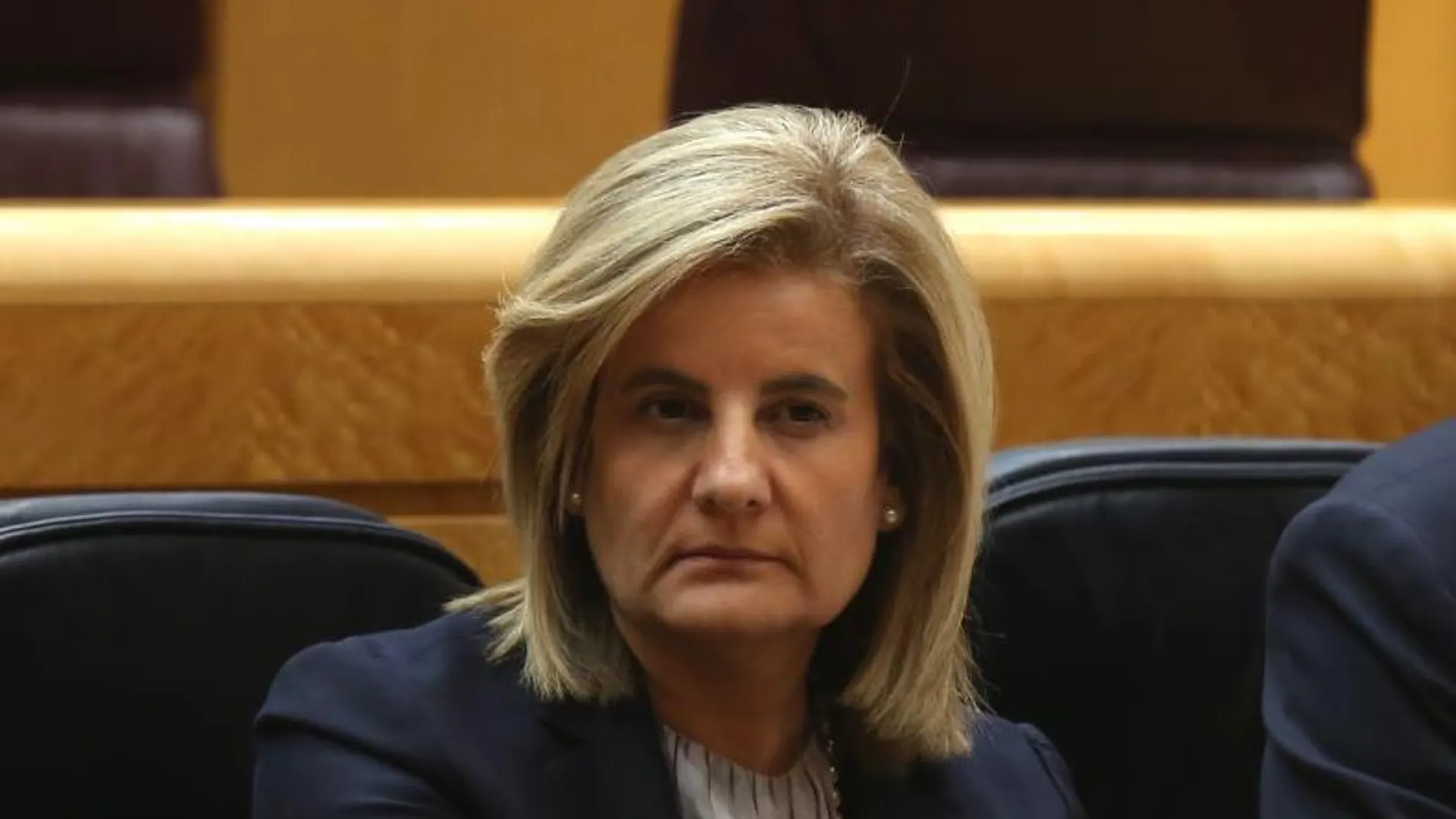 La ministra de Empleo, Fátima Báñez, ayer, en el Senado