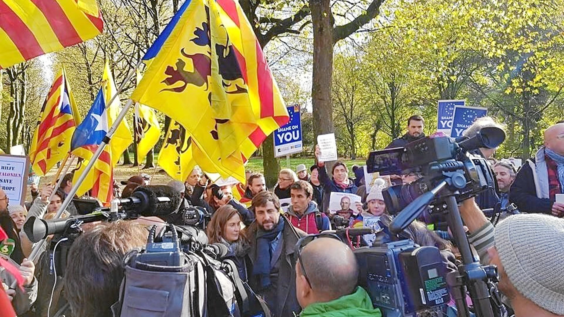 Imagen de la manifestación ayer en Bruselas.