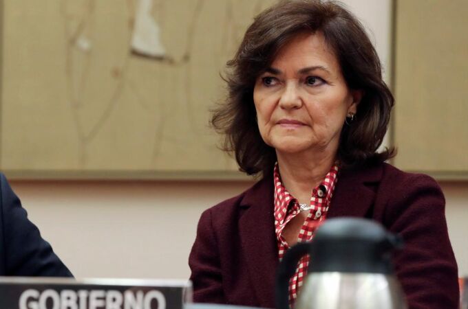 La vicepresidenta del gobierno Carmen Calvo comparece ante la Comisión para la auditoría democrática y de lucha contra la corrupción / Foto: Efe
