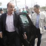 Miguel Sebastián esta mañana a su llegada al campus de Somosaguas