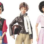Barbie caracterizada como Frida Kahlo, Amelia Earhart y Katherine Johnson