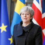 La «premier» Theresa May, a su llegada a la Cumbre de Bruselas el jueves