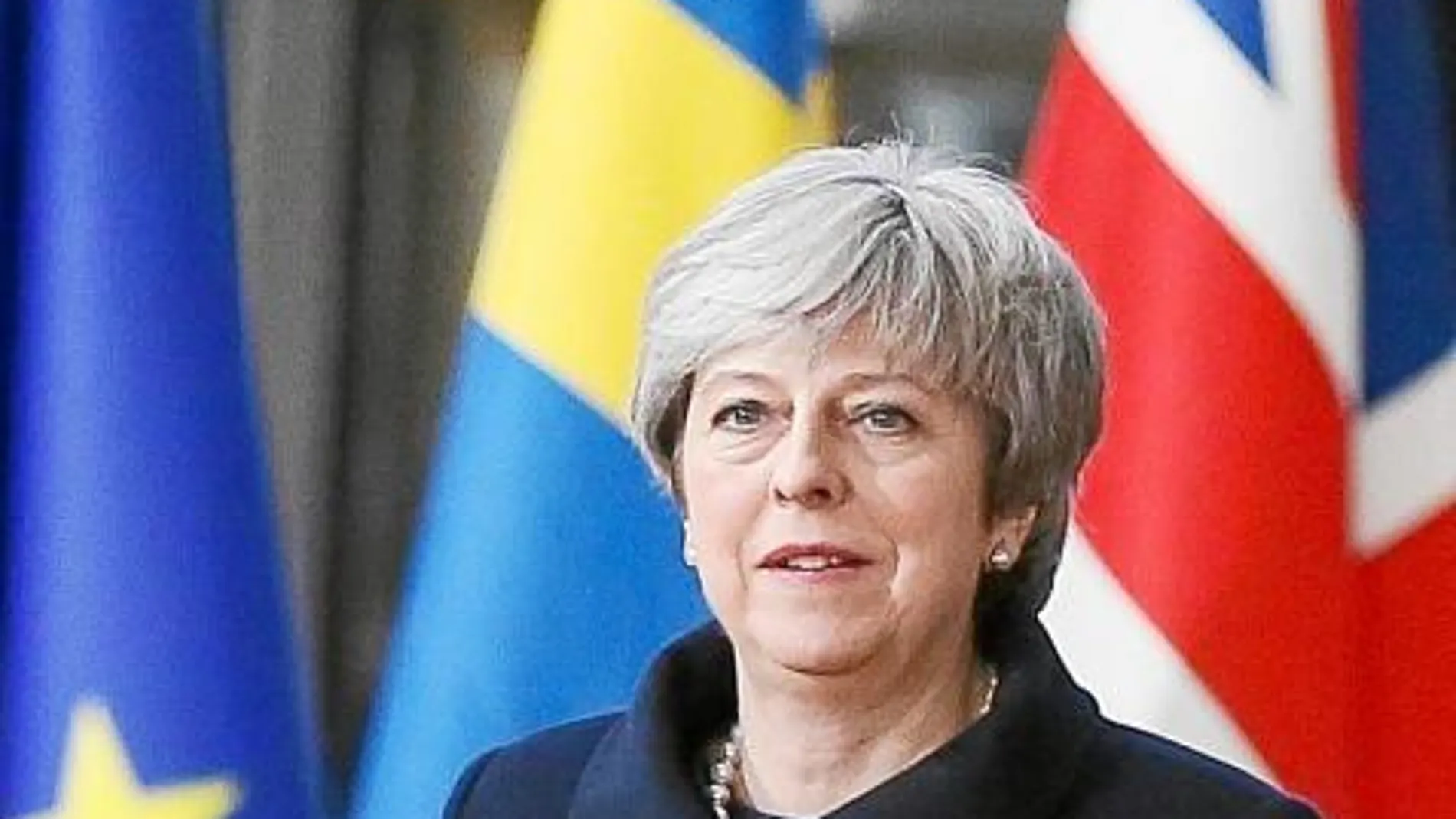 La «premier» Theresa May, a su llegada a la Cumbre de Bruselas el jueves