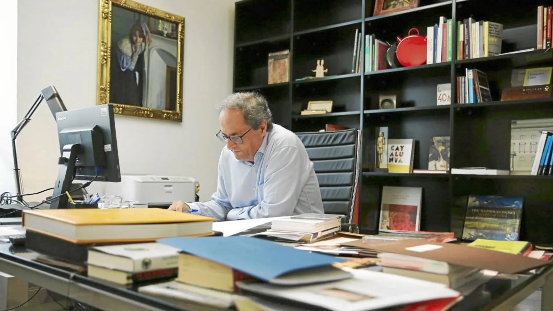 Imagen del president Quim Torra ayer en su despacho de la Generalitat
