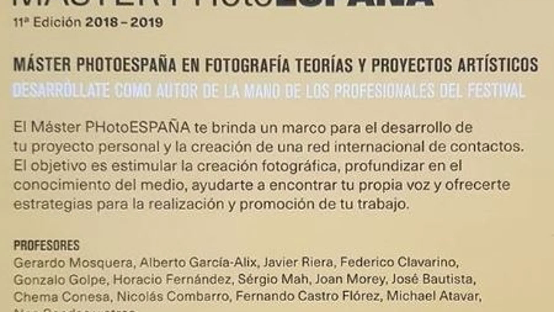 El cartel del máster de PHotoEspaña en el que no se incluye a ninguna profesora