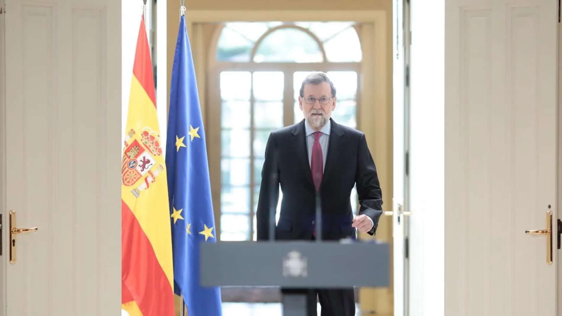 Mariano Rajoy, ayer, en Moncloa donde hizo el balance del año