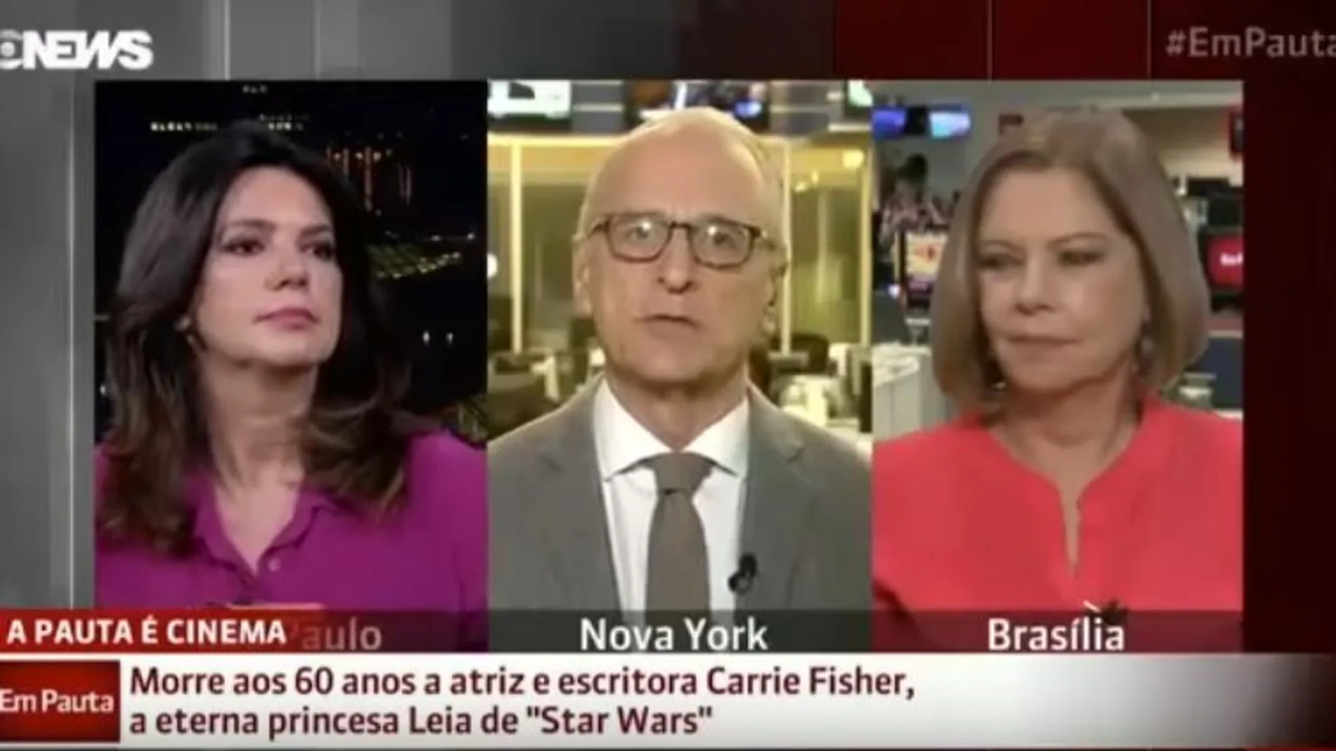 Imagen de la conexión a tres bandas de la cadena Globo News
