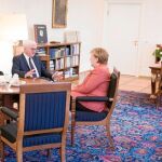 La canciller alemana, Angela Merkel, durante su encuentro con el presidente Steinmeier para comunicarle el resultado de las fallidas negociaciones
