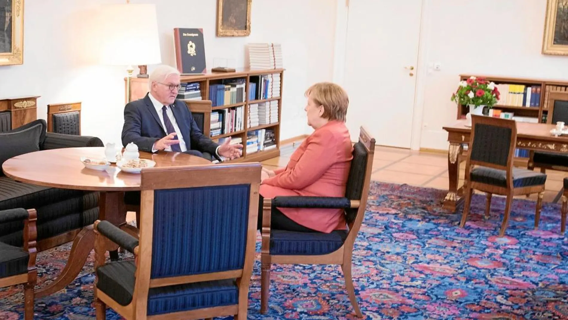 La canciller alemana, Angela Merkel, durante su encuentro con el presidente Steinmeier para comunicarle el resultado de las fallidas negociaciones