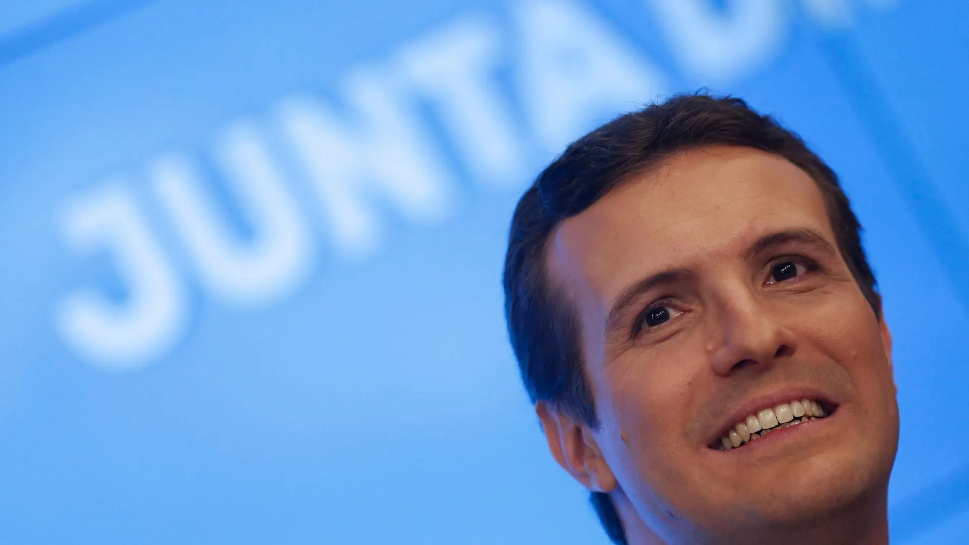 El presidente del PP, Pablo Casado, durante la Junta Directiva Nacional del partido celebrada este lunes en la sede de la calle Génova, en Madrid