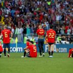 Jugadores españoles, tras la derrota en el España- Rusia