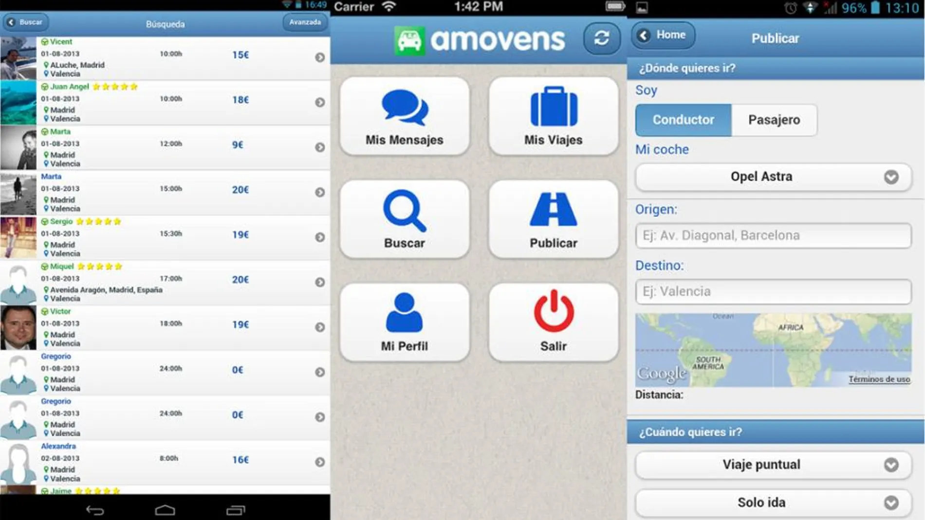 Encuentra pasajeros para tu coche con las nuevas apps de Amovens para iOS y Android