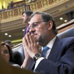 Mariano Rajoy, ayer en su escaño del Congreso de los Diputados durante el Pleno de constitución de las Cortes