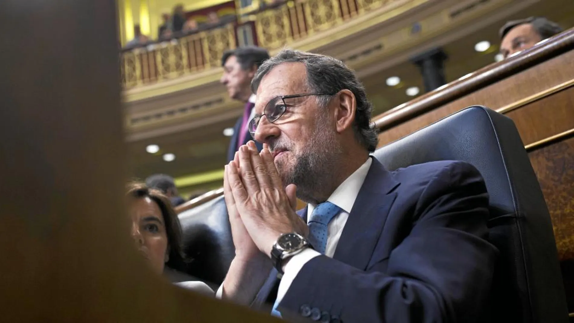 Mariano Rajoy, ayer en su escaño del Congreso de los Diputados durante el Pleno de constitución de las Cortes