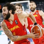El base español Ricky Rubio trata de anotar ante Croacia durante un encuentro ante Croacia correspondiente al grupo C del Eurobasket 2017