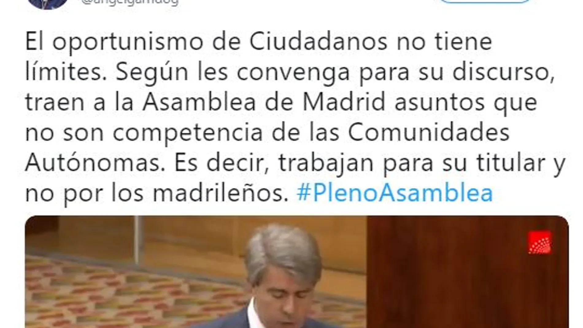 Tweet de Ángel Garrido