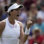 Garbine Muguruza celebra su victoria en Wimbledon