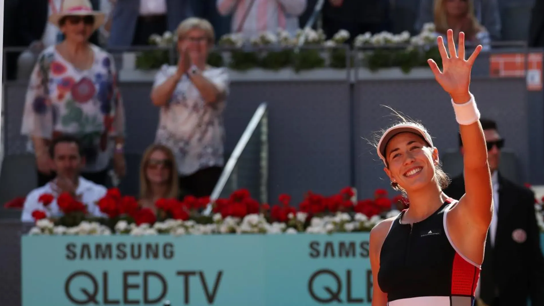 Garbiñe Muguruza tras vencer a Shuai Peng en Madrid/Foto. Reuters