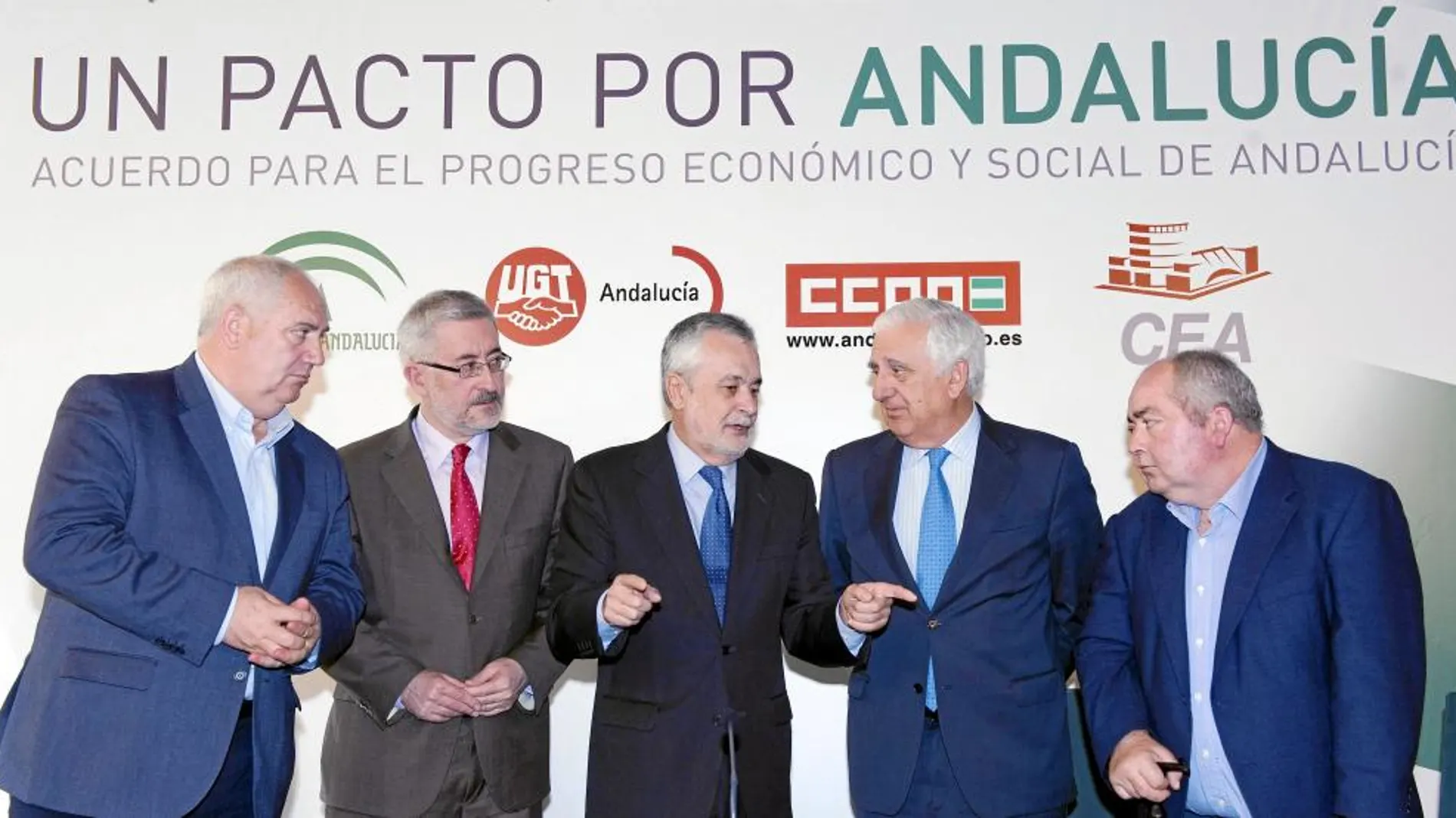 De izquierda a derecha, Francisco Carbonero, Antonio Ávila, José Antonio Griñán, Santiago Herrero y Manuel Pastrana