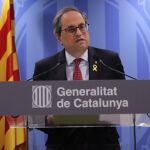 Quim Torra hoy durante su intervención.