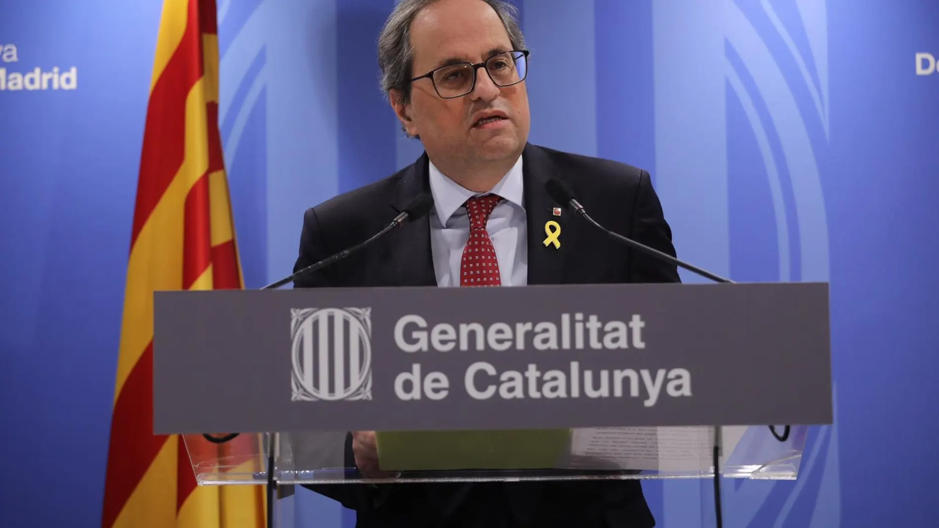 Quim Torra hoy durante su intervención.