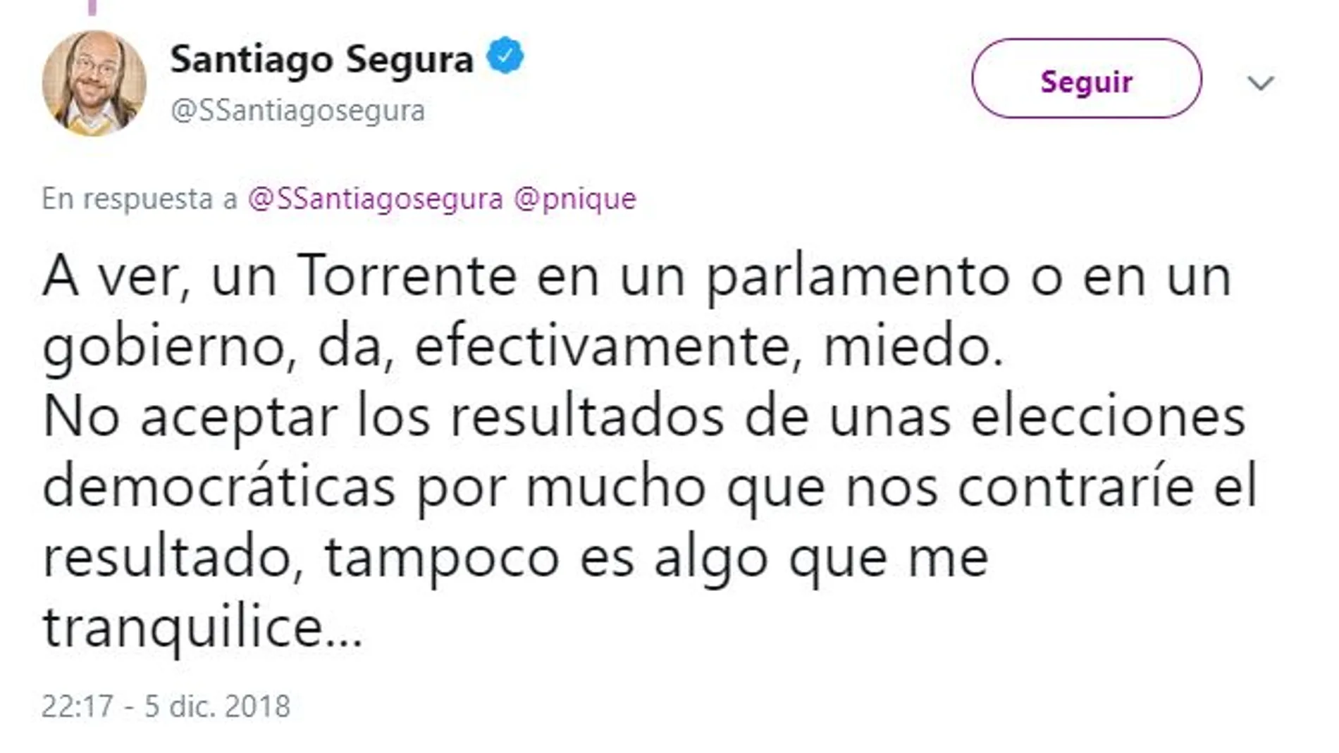 El «zasca» de Santiago Segura a Echenique por llamar “Torrente” a Santiago Abascal