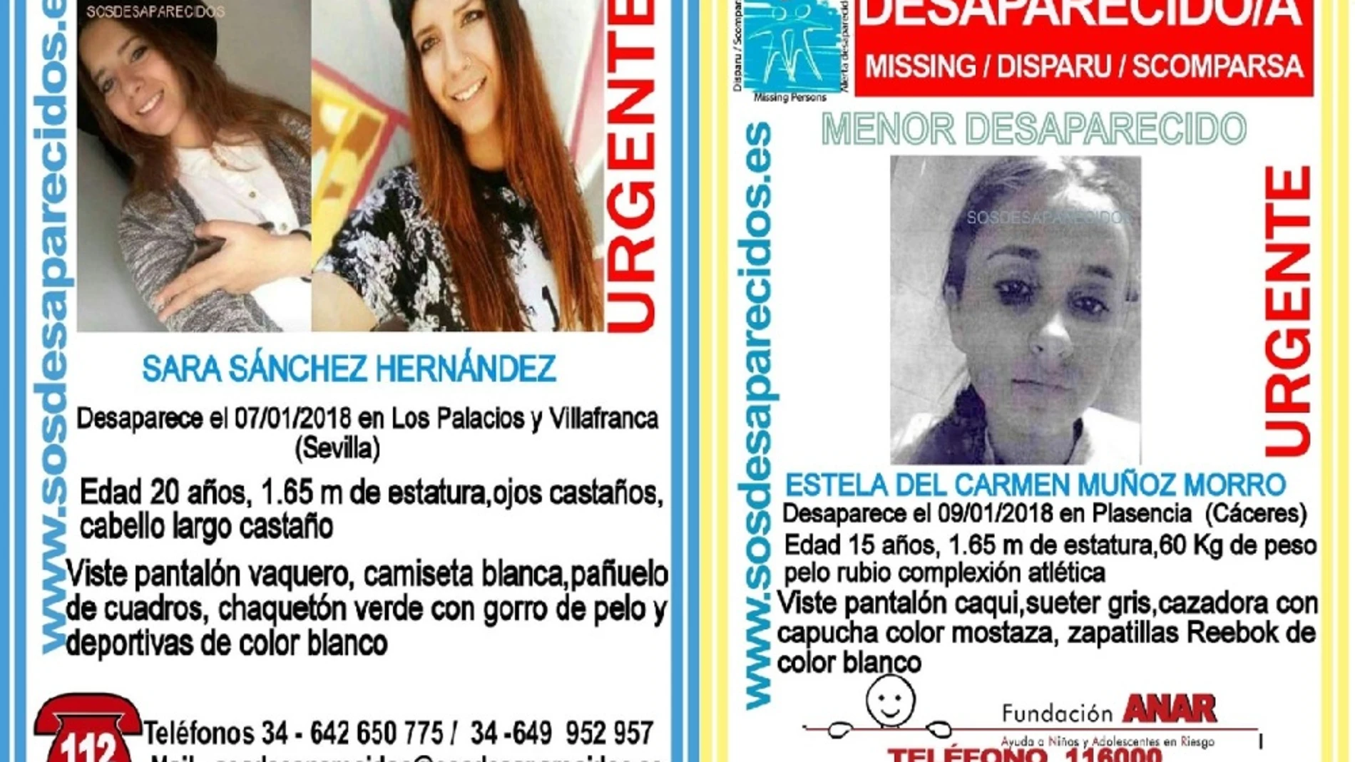 Buscan a dos jóvenes desaparecidas en Plasencia y Sevilla