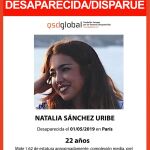 Natalia Sánchez Uribe, la joven de 22 años desaparecida