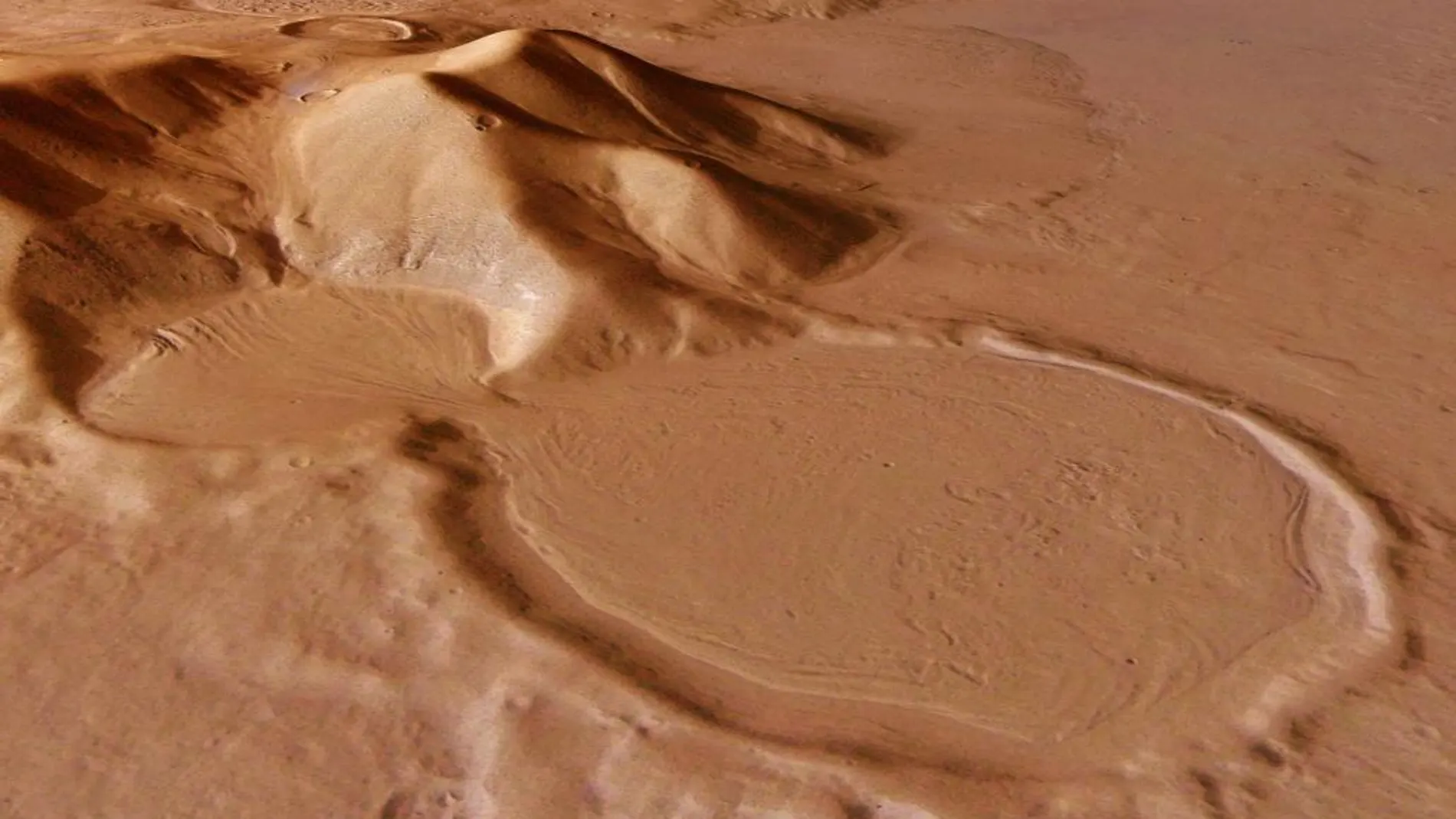 Imagen de cráteres sobre la superficie de Marte que apuntan la existencia en el pasado de glaciares
