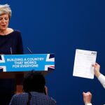 Theresa May, el miércoles en el congreso anual del Partido Conservador