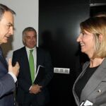 La consejera de Familia, Alicia García, conversa con el presidente del Foro, José Luis Rodríguez Zapatero