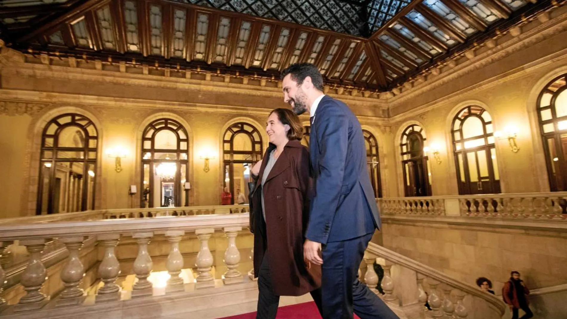 Roger Torent recibe ayer en el Parlament a la alcaldesa de Barcelona, Ada Colau