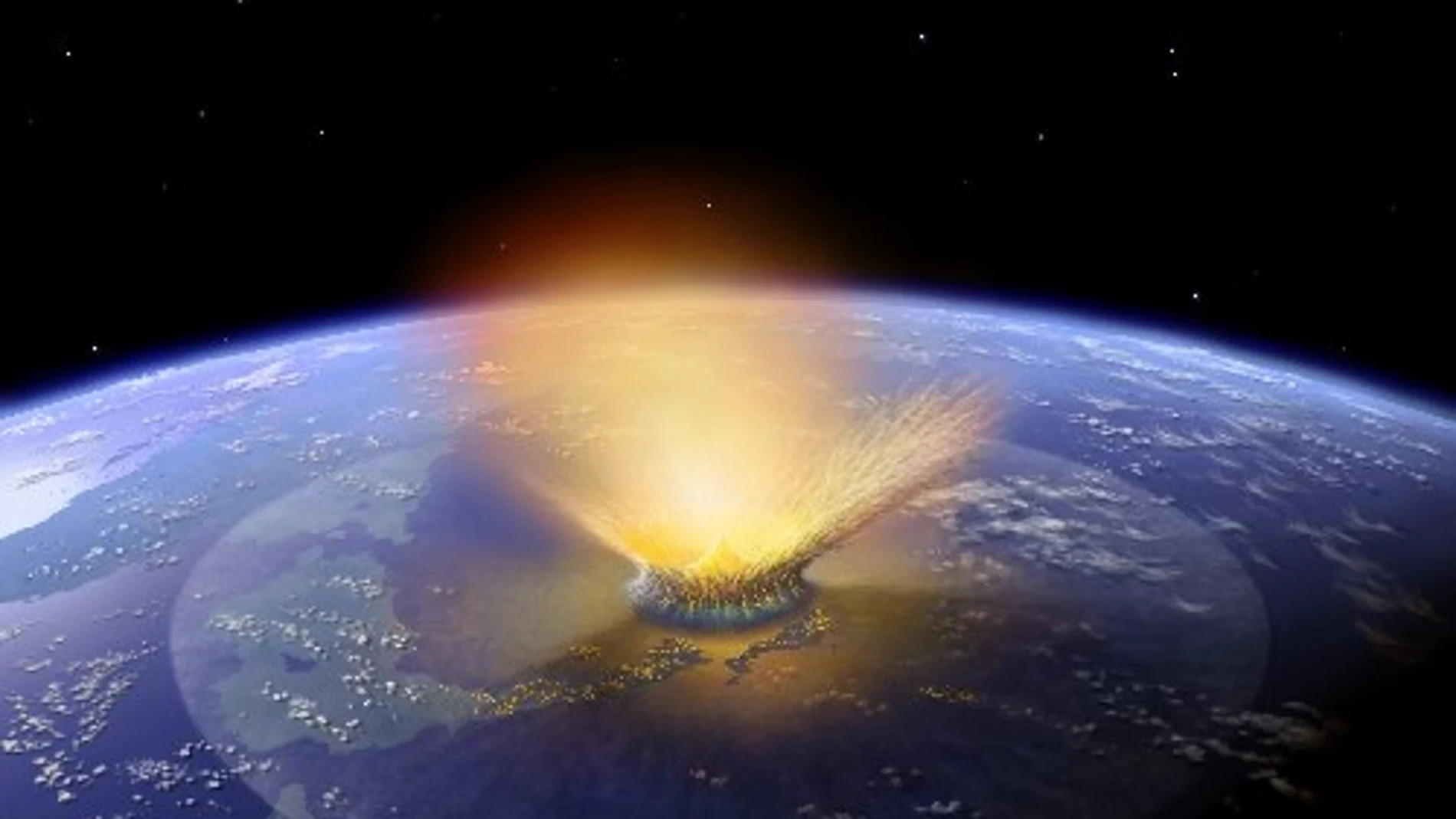 Recreación artística del asteroide que mató a los dinosaurios impactando en la Tierra / Efe/Nature