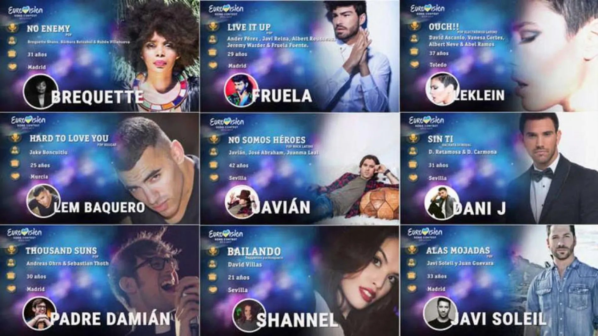 Javián de «OT», "Detergente líquido"y un cura misionero entre los 30 preseleccionados para Eurovisión