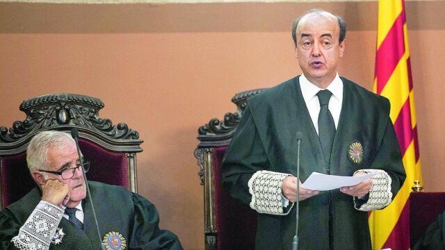 El presidente del TSJC, Jesús María Barrientos, ayer, durante la apertura del año judicial en Cataluña.