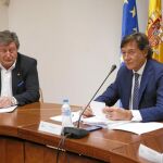 Larrea, presidente de la Federación en funciones, y José Ramón Lete, presidente del CSD, ayer, en Madrid