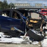 Estado en que quedó el Tesla Model X tras el accidente.