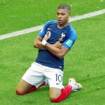 Mbappé celebra uno de los goles que ha marcado en el Mundial