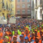 Panorámica de la manifestación de los agricultores que colapso la ciudad de Murcia