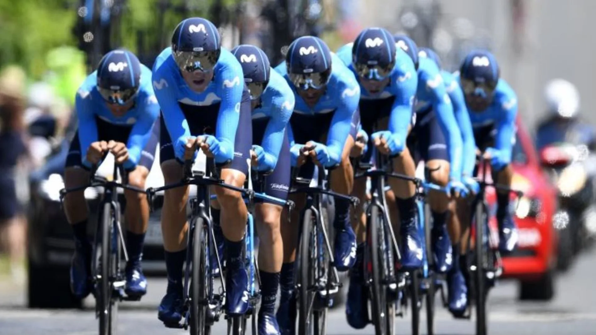 Imagen del equipo Movistar durante una competición