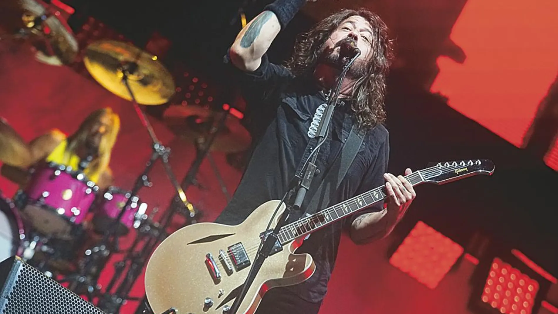Dave Grohl, durante su actuación anoche en Madrid