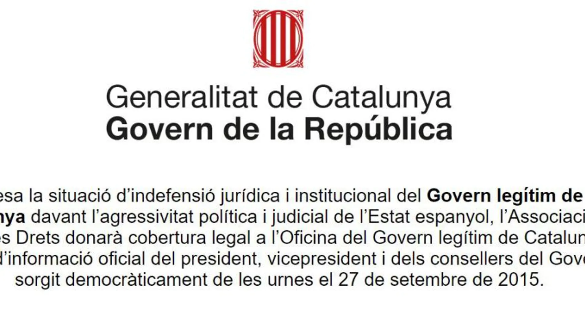 El Gobierno lleva a Fiscalía la web «Govern de la República» de Puigdemont