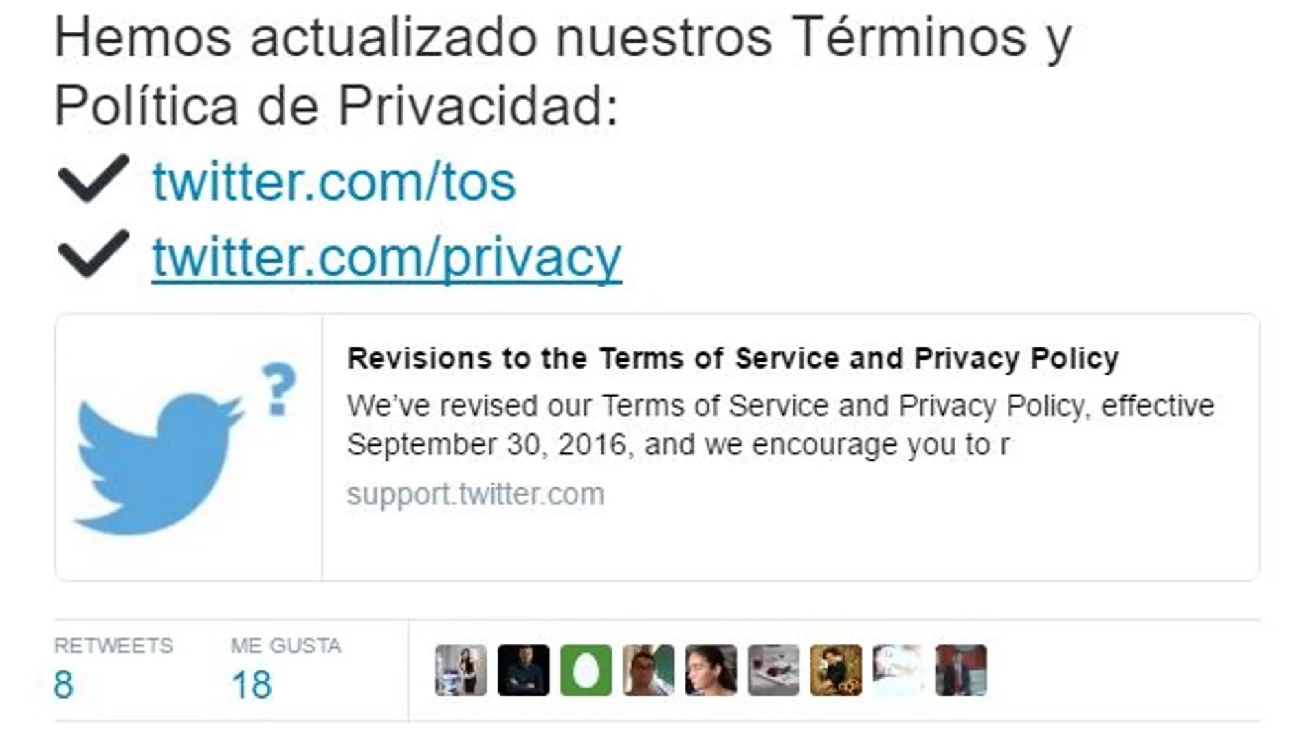 Twitter actualiza su política de privacidad