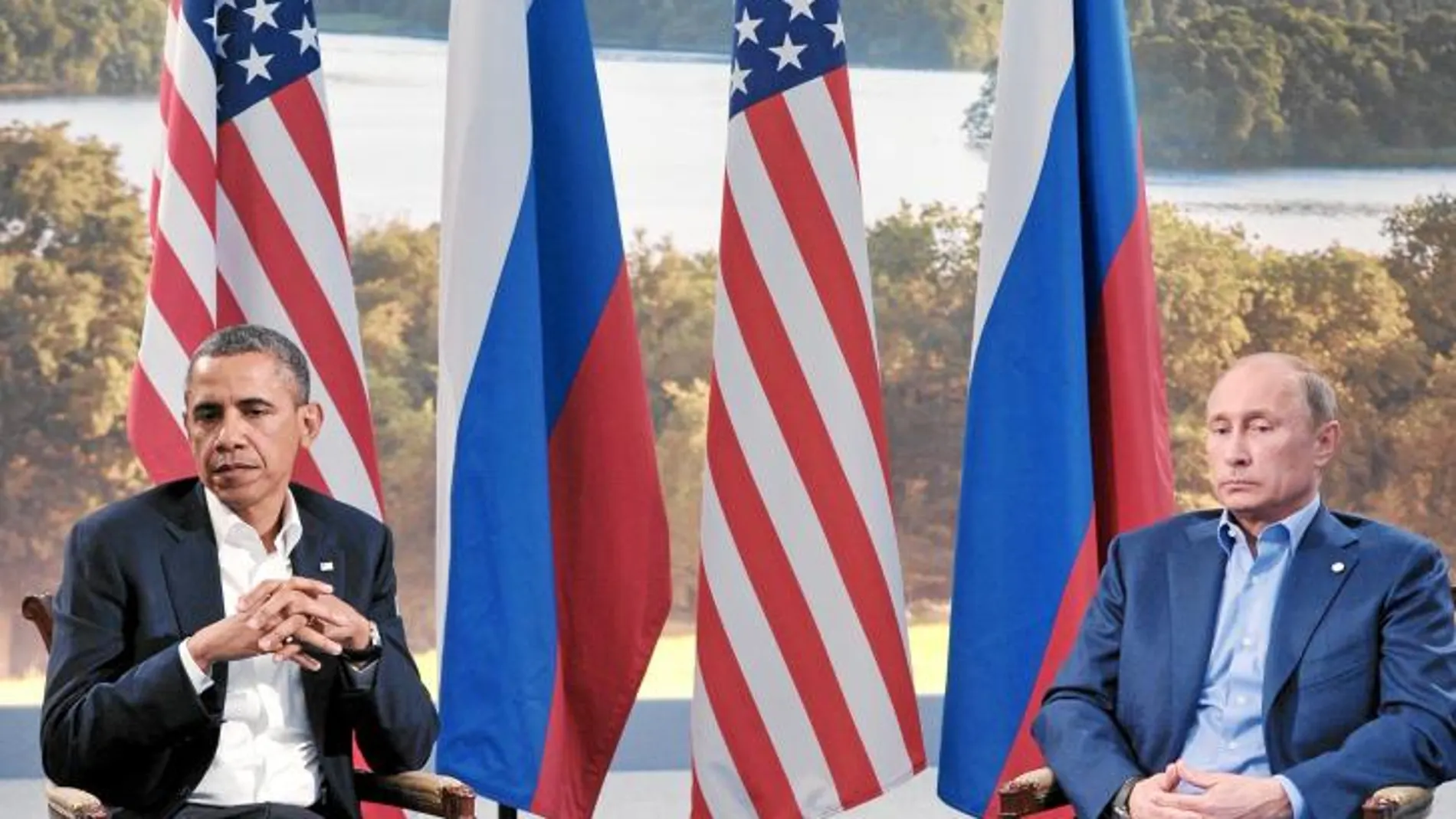 Obama y Putin, en la cumbre del G-8 en Irlanda del Norte, el pasado junio. El presidente de EE UU dijo ayer en broma que en ese momento Putin «no parecía muy contento»