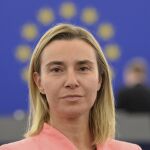 La jefa de la diplomacia europea, la italiana Federica Mogherini, durante un pleno en el Parlamento Europeo