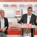 El secretario regional del PSOE, Julio Villarrubia, y el portavoz de Economía, Julio López, explican la campaña
