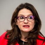La vicepresidenta del Consell, Mónica Oltra, ayer durante la rueda de prensa