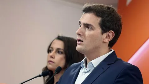 Albert Rivera durante la rueda de prensa ofrecida esta tarde en Barcelona